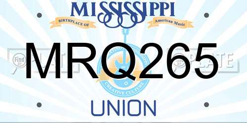 MRQ265 Mississippi License Plate