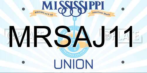 MRSAJ11 Mississippi License Plate