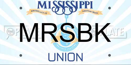 MRSBK Mississippi License Plate