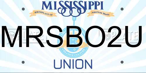MRSBO2U Mississippi License Plate