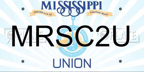 MRSC2U Mississippi License Plate