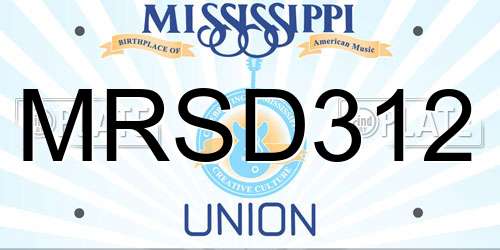MRSD312 Mississippi License Plate