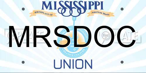 MRSDOC Mississippi License Plate