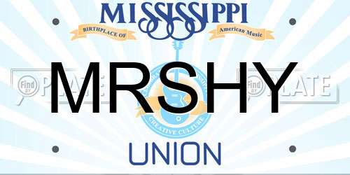 MRSHY Mississippi License Plate