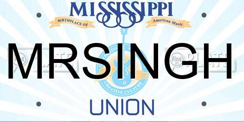 MRSINGH Mississippi License Plate
