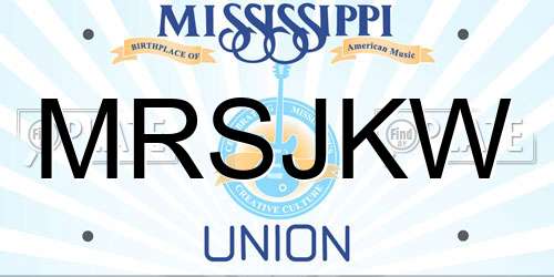 MRSJKW Mississippi License Plate