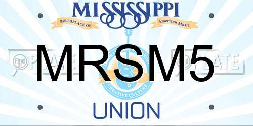 MRSM5 Mississippi License Plate