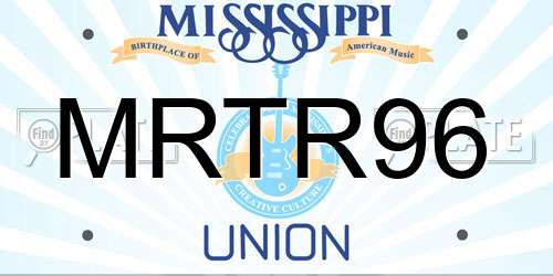 MRTR96 Mississippi License Plate