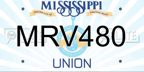 MRV480 Mississippi License Plate