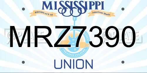 MRZ7390 Mississippi License Plate