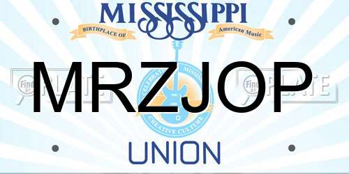MRZJOP Mississippi License Plate