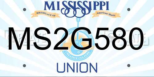 MS2G580 Mississippi License Plate