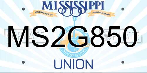 MS2G850 Mississippi License Plate