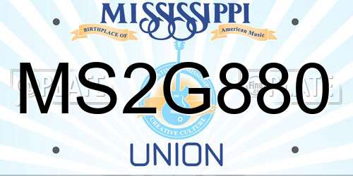 MS2G880 Mississippi License Plate