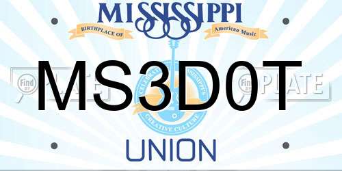 MS3D0T Mississippi License Plate