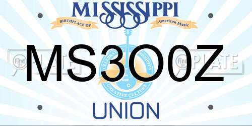MS3O0Z Mississippi License Plate