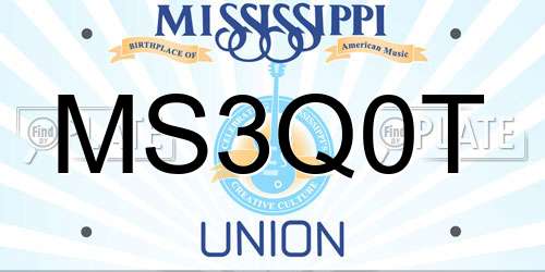 MS3Q0T Mississippi License Plate