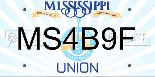 MS4B9F Mississippi License Plate