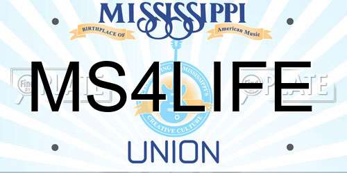 MS4LIFE Mississippi License Plate