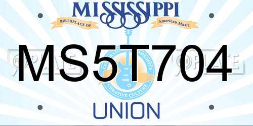 MS5T704 Mississippi License Plate