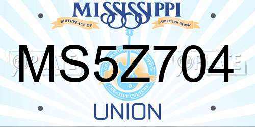 MS5Z704 Mississippi License Plate