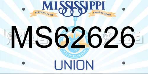 MS62626 Mississippi License Plate