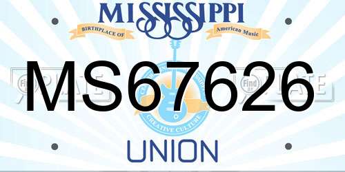 MS67626 Mississippi License Plate