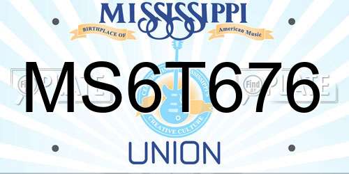 MS6T676 Mississippi License Plate