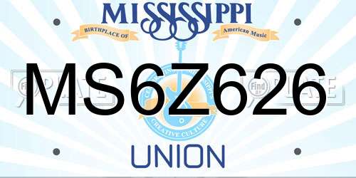 MS6Z626 Mississippi License Plate