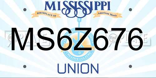 MS6Z676 Mississippi License Plate
