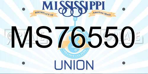 MS76550 Mississippi License Plate