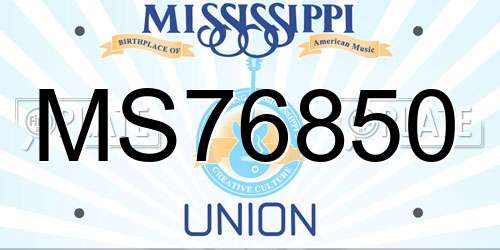 MS76850 Mississippi License Plate