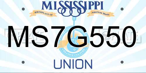 MS7G550 Mississippi License Plate