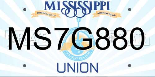 MS7G880 Mississippi License Plate