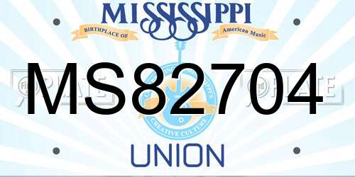 MS82704 Mississippi License Plate