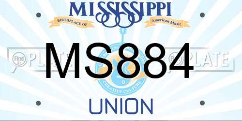 MS884 Mississippi License Plate