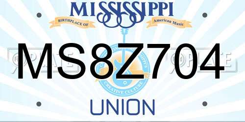 MS8Z704 Mississippi License Plate