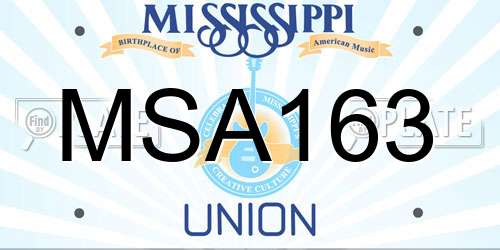 MSA163 Mississippi License Plate