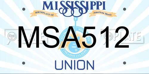 MSA512 Mississippi License Plate