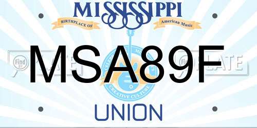 MSA89F Mississippi License Plate
