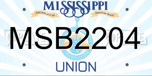 MSB2204 Mississippi License Plate