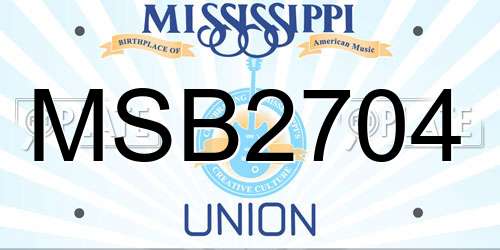 MSB2704 Mississippi License Plate