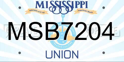 MSB7204 Mississippi License Plate