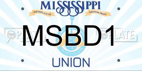 MSBD1 Mississippi License Plate