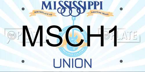 MSCH1 Mississippi License Plate