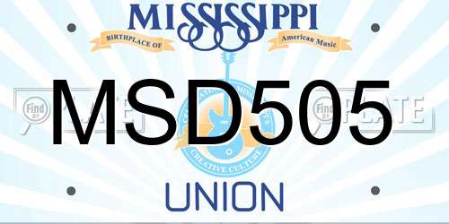 MSD505 Mississippi License Plate