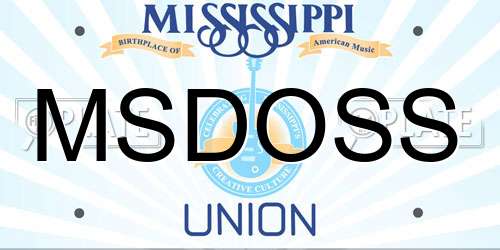 MSDOSS Mississippi License Plate