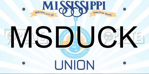 MSDUCK Mississippi License Plate