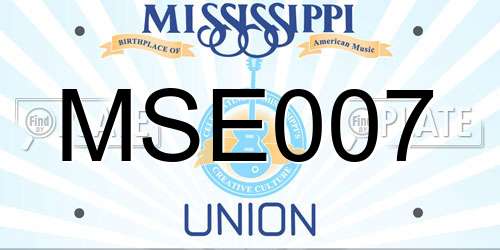MSE007 Mississippi License Plate