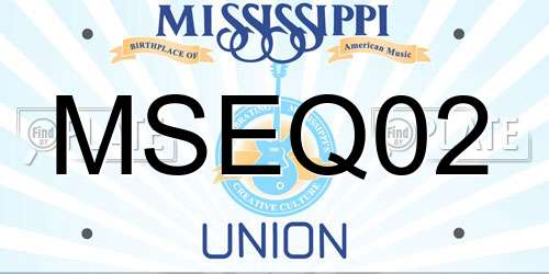MSEQ02 Mississippi License Plate